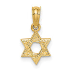 10K / 14K Yellow Gold Mini Star Of David w/ Engraved Swirl Charm - Product Photo