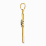 10K / 14K Yellow Gold Beaded Center Design Cross Charm - Product Photo