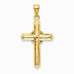 10K / 14K Yellow Gold Beaded Center Design Cross Charm - Product Photo