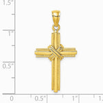 10K / 14K Yellow Gold Beaded Center Design Cross Charm - Product Photo
