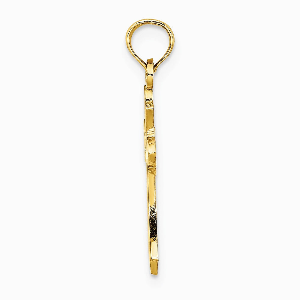 10K / 14K Yellow Gold Polished Cross w/ Heart Charm - Product Photo