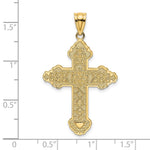 14K Yellow Gold Flower Center Scroll Cross Charm - Product Photo