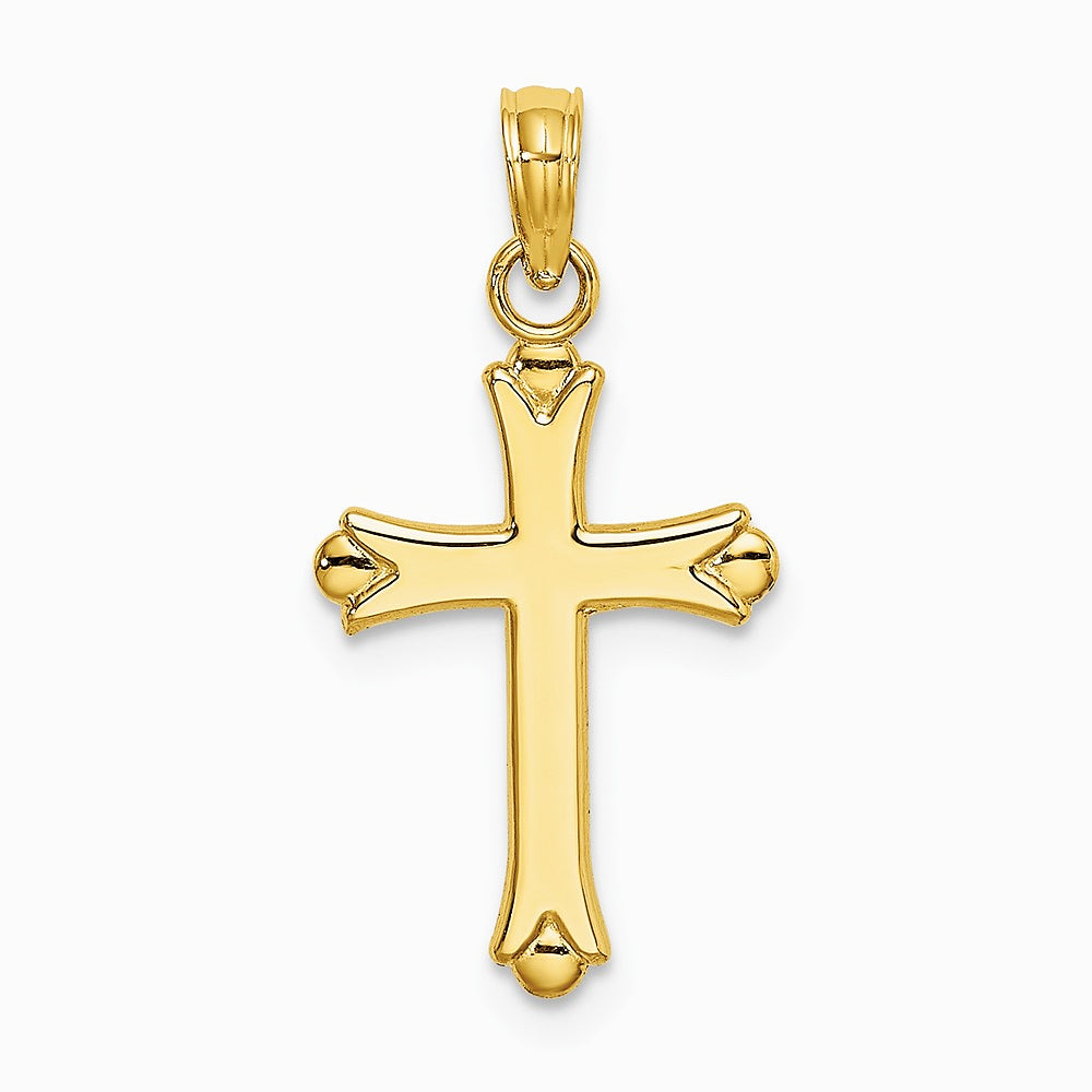 10K / 14K Yellow Gold Polished Cross Charm - Product Photo