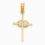 10K / 14K Yellow Gold Polished Infinity Circles Cross Charm - Product Photo