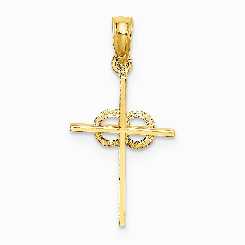 10K / 14K Yellow Gold Polished Infinity Circles Cross Charm - Product Photo