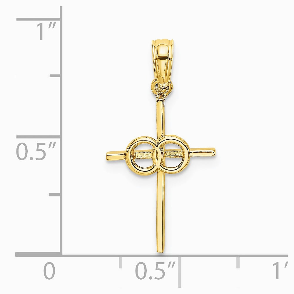 10K / 14K Yellow Gold Polished Infinity Circles Cross Charm - Product Photo