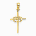 10K / 14K Yellow Gold Polished Infinity Circles Cross Charm - Product Photo
