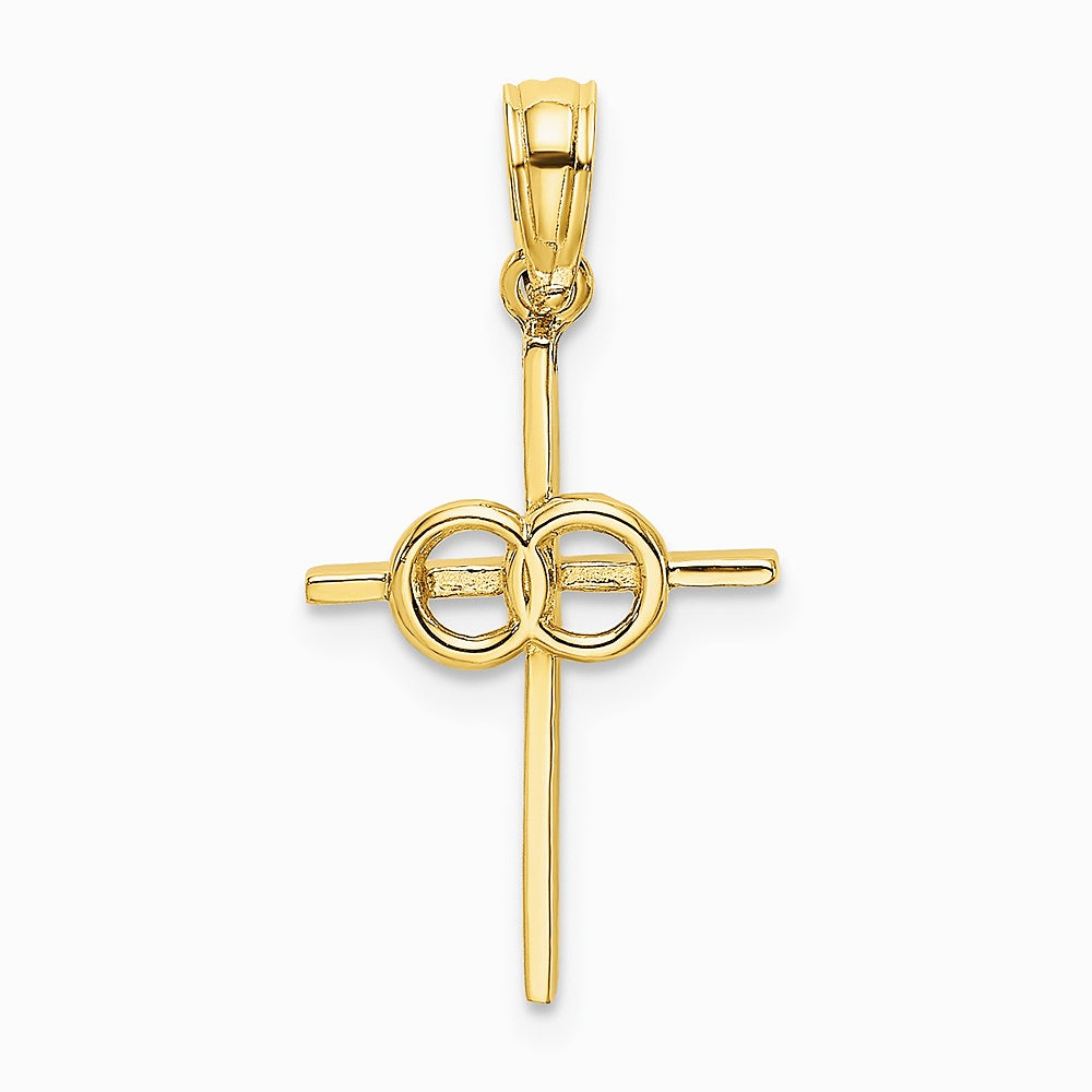 10K / 14K Yellow Gold Polished Infinity Circles Cross Charm - Product Photo