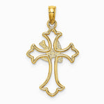 10K / 14K Yellow Gold Cut-Out Dove Center Cross Charm - Product Photo