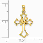 10K / 14K Yellow Gold Cut-Out Dove Center Cross Charm - Product Photo
