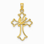 10K / 14K Yellow Gold Cut-Out Dove Center Cross Charm - Product Photo