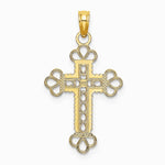 10K / 14K Yellow Gold Textured and Cut-Out W/ Rope Frame Block Cross Charm - Product Photo