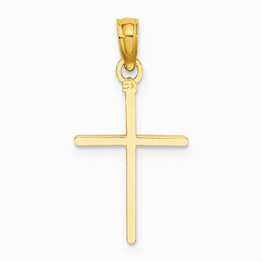 10K / 14K Yellow Gold Diamond-Cut Polished Cross Charm - Product Photo