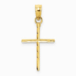 10K / 14K Yellow Gold Diamond-Cut Polished Cross Charm - Product Photo