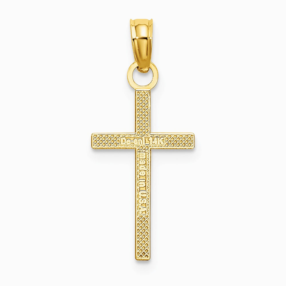 10K / 14K Yellow Gold Polished Small Cross Charm - Product Photo