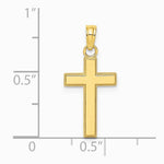 10K / 14K Yellow Gold Polished Block Style Beaded Edge Cross Charm - Product Photo