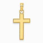 10K / 14K Yellow Gold Polished Block Style Beaded Edge Cross Charm - Product Photo