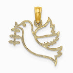 10K / 14K Yellow Gold Cut-Out Dove with Olive Branch Charm - Product Photo