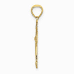 10K / 14K Yellow Gold Cross W/ Scroll Tips and Button Center Charm - Product Photo
