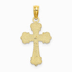 10K / 14K Yellow Gold Cross W/ Scroll Tips and Button Center Charm - Product Photo