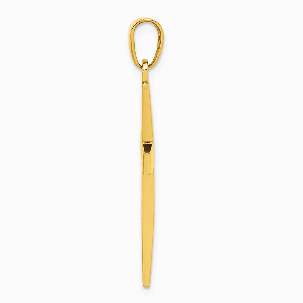 10K / 14K Yellow Gold Polished Beveled Cross Charm - Product Photo