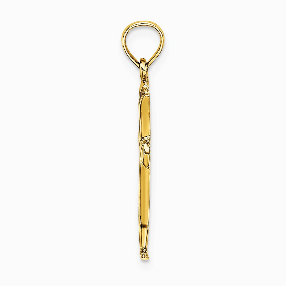10K / 14K Yellow Gold Polished Beveled Cut-out Cross Pendant - Product Photo
