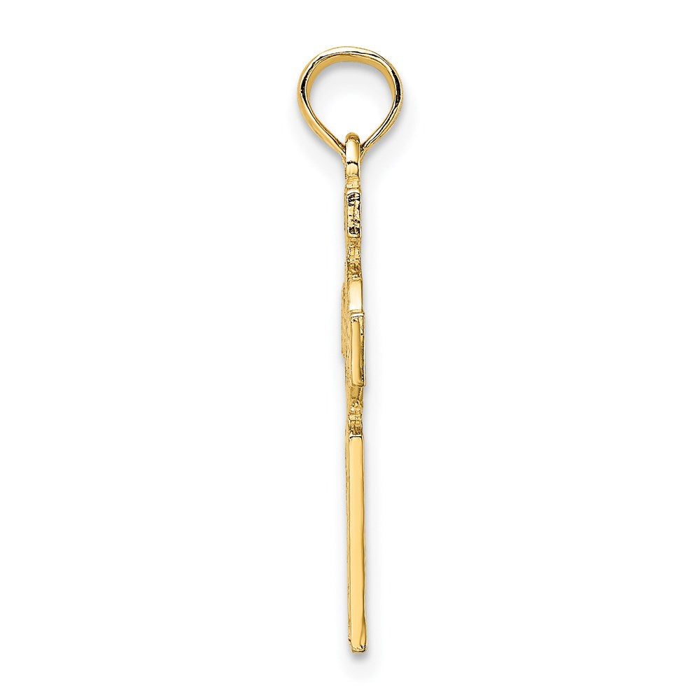 14K Yellow Gold Engraved Celtic Cross w/ Eternity Circle Charm - Product Photo