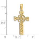 14K Yellow Gold Engraved Celtic Cross w/ Eternity Circle Charm - Product Photo