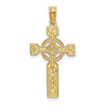 14K Yellow Gold Engraved Celtic Cross w/ Eternity Circle Charm - Product Photo