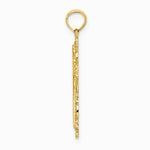 10K / 14K Yellow Gold Cross w/ Filigree Lace Trim Charm - Product Photo