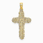10K / 14K Yellow Gold Cross w/ Filigree Lace Trim Charm - Product Photo