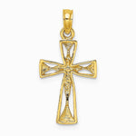 10K / 14K Yellow Gold Cut-Out Cross w/ Triangle Ends Charm - Product Photo