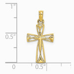 10K / 14K Yellow Gold Cut-Out Cross w/ Triangle Ends Charm - Product Photo