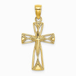 10K / 14K Yellow Gold Polished Cut-Out Design Cross Charm - Product Photo