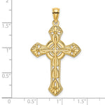 14K Yellow Gold Cut-Out Floral Cross Pendant - Product Photo