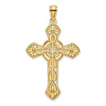 14K Yellow Gold Cut-Out Floral Cross Pendant - Product Photo