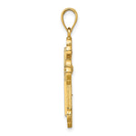 14K Yellow Gold Textured Budded Cross Charm - Product Photo