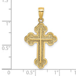 14K Yellow Gold Textured Budded Cross Charm - Product Photo