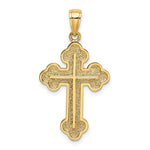 14K Yellow Gold Textured Budded Cross Charm - Product Photo