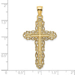 14K Yellow Gold Cross W/ Lace Trim Charm - Product Photo