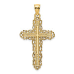 14K Yellow Gold Cross W/ Lace Trim Charm - Product Photo