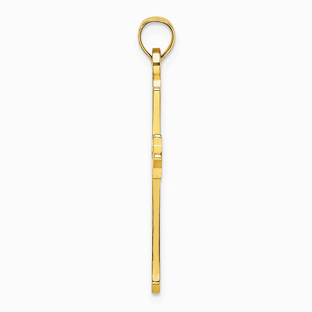 10K / 14K Yellow Gold Polished and Cut-Out Cross Charm - Product Photo