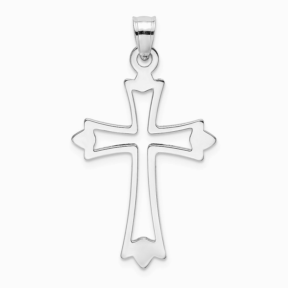 10K / 14K White Gold Polished Cut-Out Cross Charm - Product Photo