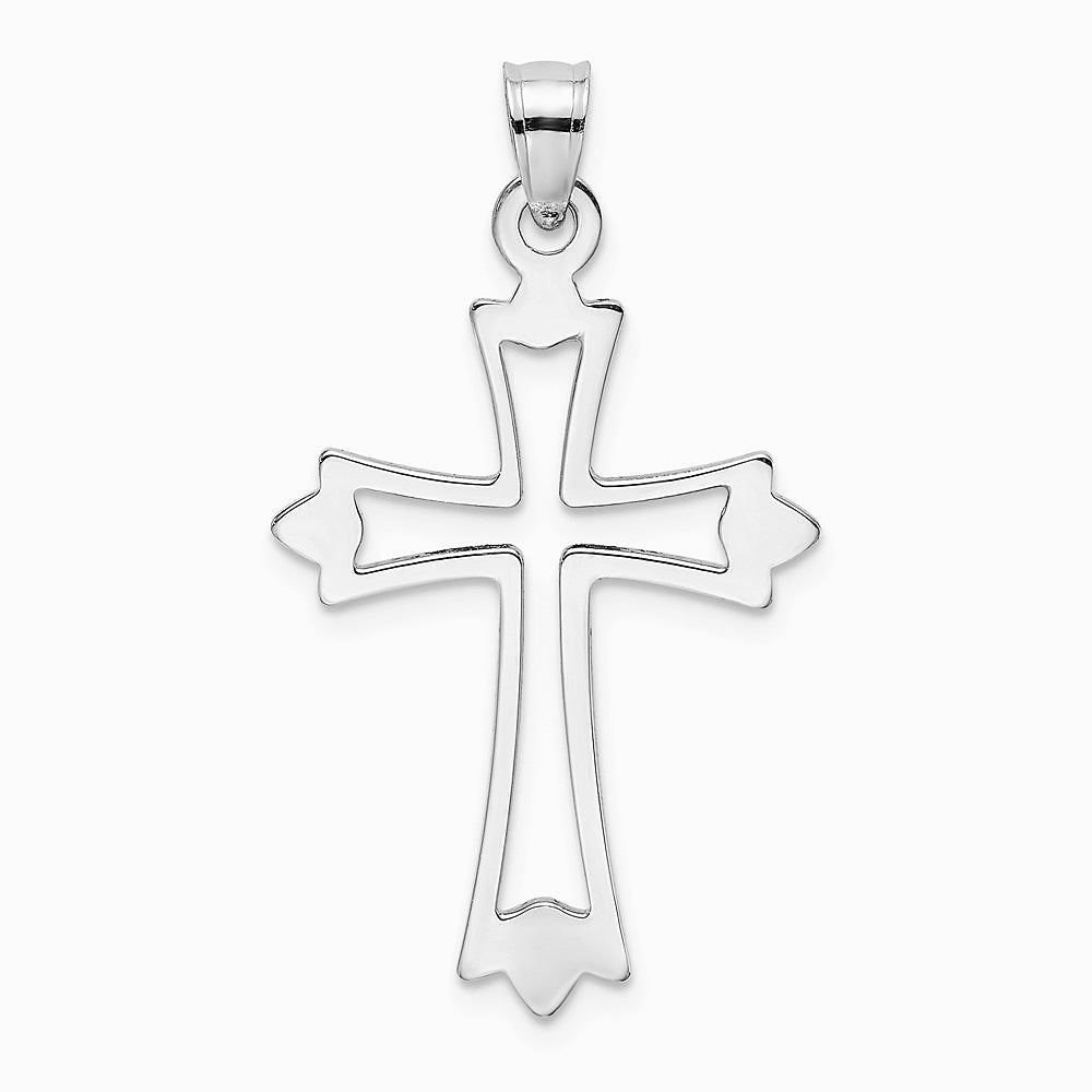 10K / 14K White Gold Polished Cut-Out Cross Charm - Product Photo