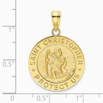 14K Yellow Gold Polished / Satin Saint Christopher Medal Charm - Product Photo