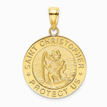 14K Yellow Gold Polished / Satin Saint Christopher Medal Charm - Product Photo