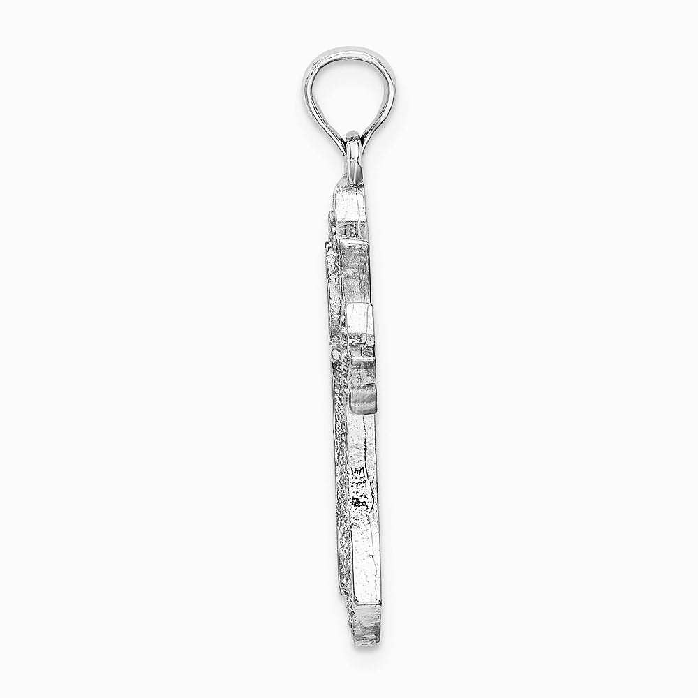 10K / 14K White Gold Beaded Cross Charm - Product Photo