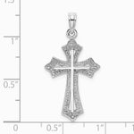 10K / 14K White Gold Beaded Cross Charm - Product Photo
