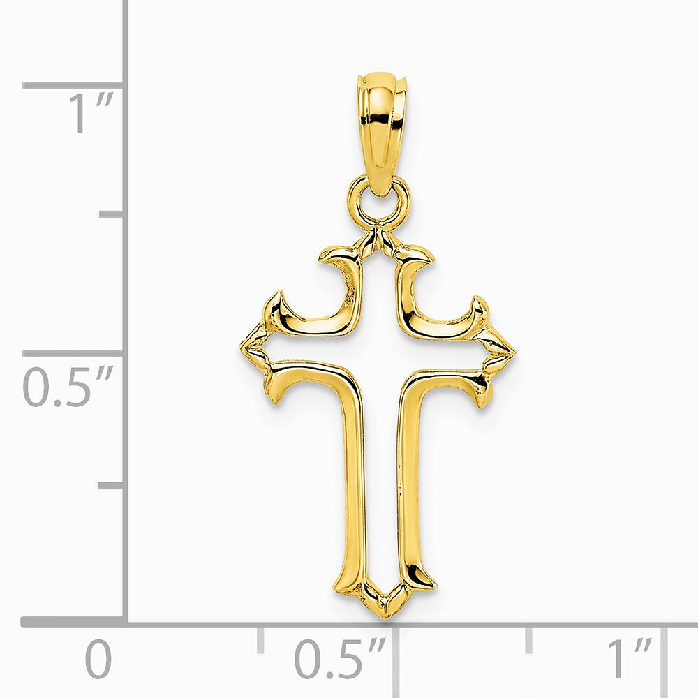10K / 14K Yellow Gold Cut-Out Cross Charm - Product Photo