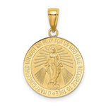 10K / 14K Yellow Gold Polished and Satin Miraculous Medal Charm - Product Photo